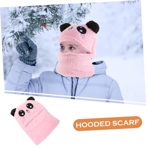 Windproof Thermal Hooded Scarf for Adorable Cartoon Animal Ear Shape Winter Hat and Neck Warmer Cozy and Warm for Boys and Years for Cold Weather Pink3