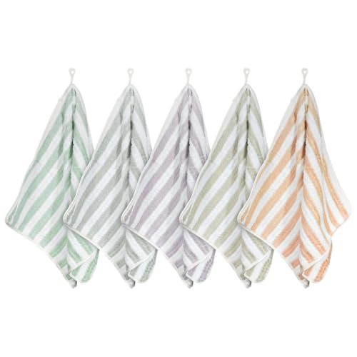 Hipruict Toallas de mano colgantes para baño, juego de 5 toallas con lazo para colgar, altamente absorbentes para secar rápidamente las manos