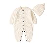 Borlai 2 STKS Baby Romper Pasgeboren Warm Gebreide Trui Jumpsuit met Hoed 3-24 Maanden