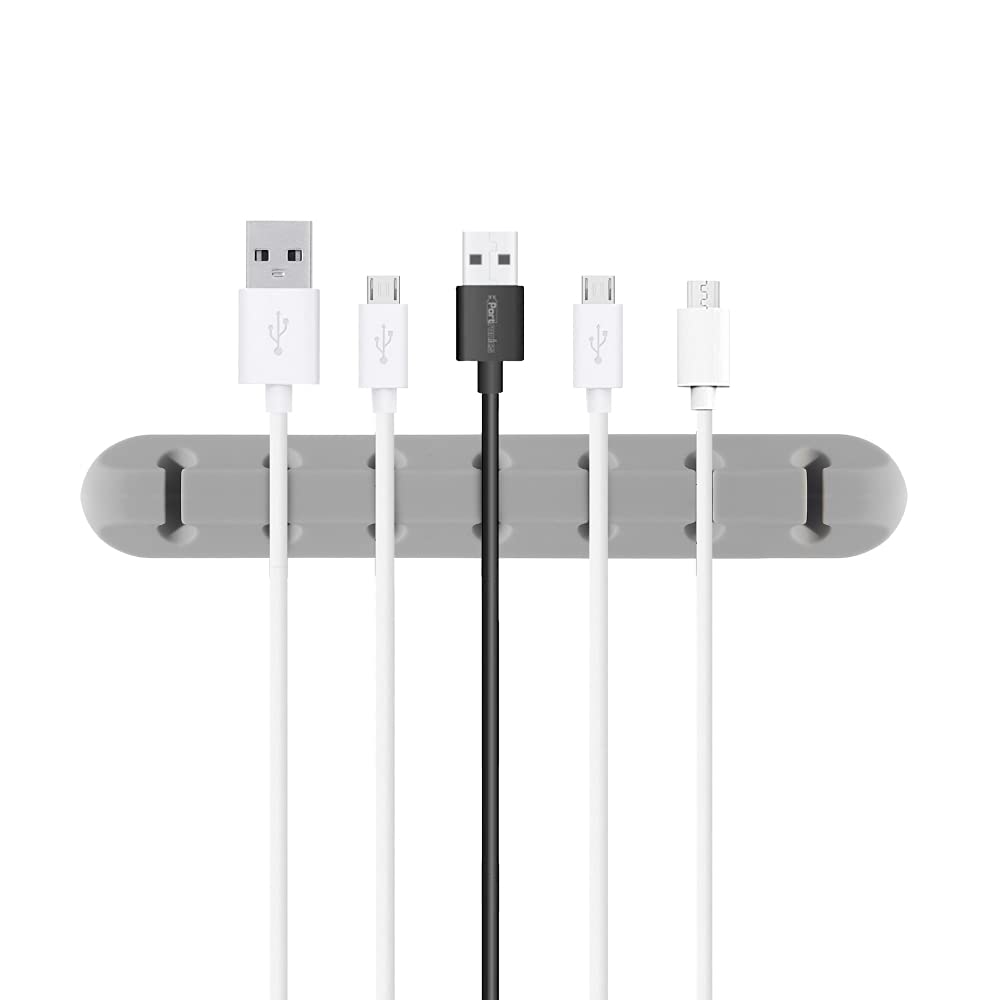SPARROW COLLECTIONS Essentials Cable Protector & Wire Organizer Clips for TV | Cable Ties For Home | Wall | Cubicle | Desk | Office | Car | Desktop | Laptop | Computer (Colour - Grey, Slot-7)