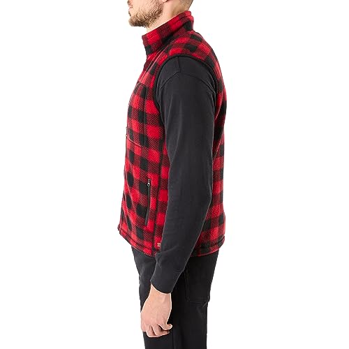 Smith's Workwear Men's Sherpa-Lined Plaid Micro Polarfleece Vest with Zip Pockets2