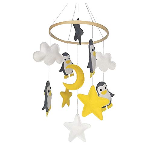 MHwan Carillones de viento bebé, móvil musical para cuna, Campanas de viento para bebé de fieltro duraderas, campanas de viento extraíbles para cuna, decoración colgante para cuna, cochecito, 20x60cm