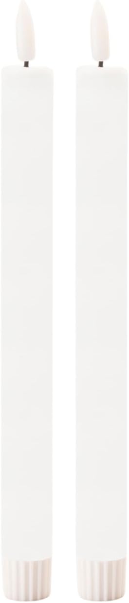 FIA Wick Taper Candle (Set of 2) White 9.5" H Wax/Plastic 2 AAA Batteries Not Included