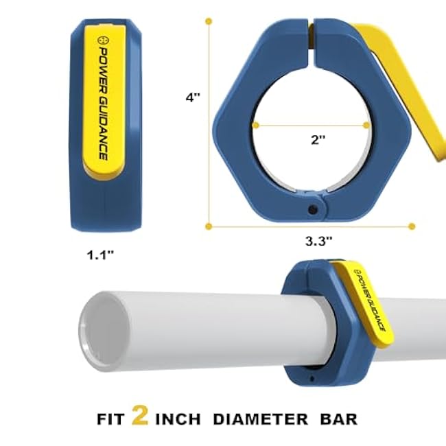 POWER GUIDANCE 2 inch Magnetic Barbell Collars, Quick Release Barbell Clamps for Olympic Lifts and Strength Training (Blue)