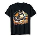 Outdoors Alaskan Malamute Dog Reading Book T-Shirt
