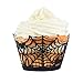 Cupcake Wrappers, Giveme5 Pack of 50 Halloween Party Spiderweb Laser Cut Paper Cupcake Wrappers Wraps Liners Black (50 Pack)