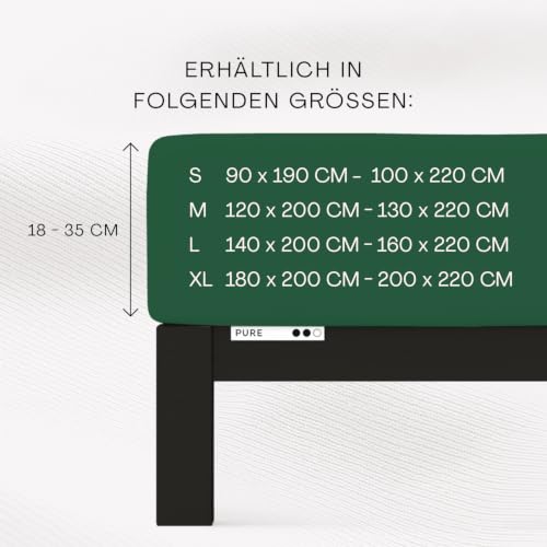 schlafgut Pure Spannbettlaken 180x200 cm Bio-Baumwolle Jersey, Green Deep – Ansicht 2
