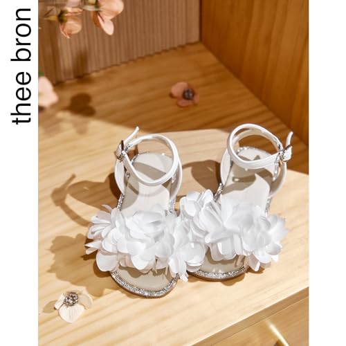 Image of THEE BRON Girls' Toddler Butterfly Sandals Comfy Hook-and-Loop Summer Shoes for Kids(AA404 Toddler,White /6M)