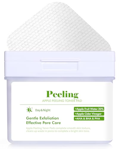 Image of DERMAL Apple Peeling Toner Pads 80 Count - AHA BHA PHA Exfoliating Pads with 20% Korean Apple Fruit Water for Dull Rough Skin - Dual-Sided Vegan Tencel Pads with Tweezers (Korean Skincare)