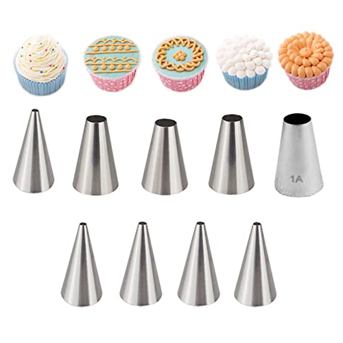 JasCherry 9 Pièces Douilles Écrivez à pâtisserie en Acier Inoxydable pour Décoration de Gâteaux - Réutilisables Douille Patisserie pour Tarte et Cupcakes #C Cover