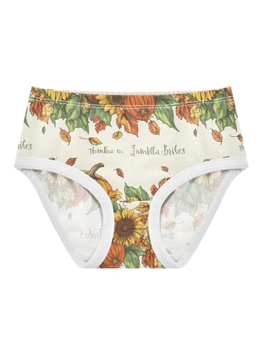 ZZKKO Vintage Thanksgiving Sunflower Pumpkin Girls Underwear Toddler Panties for Girls Comfort Brief Size 2-8T
