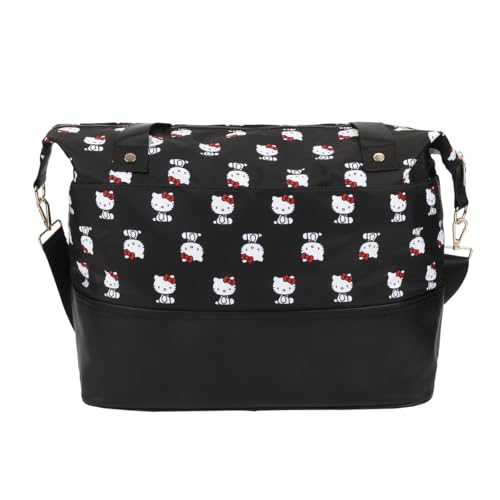 Bioworld Hello Kitty Black Nylon Tote Multi-Pocket Travel Bag with Adjustable Strap & Trolley Sleeve2