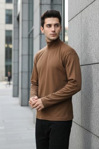 Image of CHKOKKO Men's Winter Wear Cotton High Neck Full Sleeves Regular Fit T-Shirt