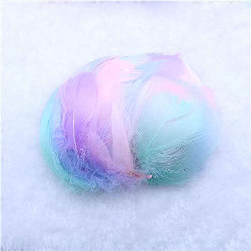 Macarons Color Feathers for Craft Art,100 Pcs Natural Goose Glitter Soft Native Feathers Accessories for DIY Dream Catchers Craft Wedding Themed Home Party Centerpieces Baby Shower Hats (4-8cm)