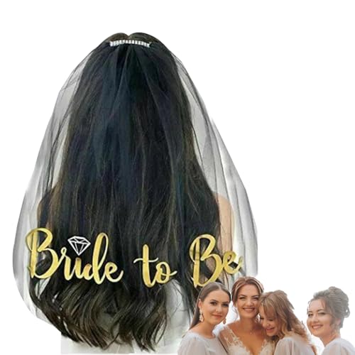 Velo de boda corto - Noventa, tulle Velo | Elegante techo nupcial de dos capas para despedida de soltera, velo de boda de tul corto clásico para ceremonia, sesión de fotos y acento de recepción