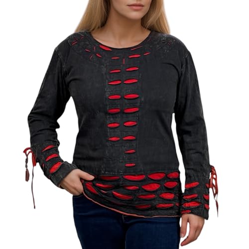 Agan Traders 2026 Winter Boho Tops for Women - Cotton Rib Knit Ladies Tops and Blouses - Handmade Patchwork Women's Blouses (0037 RB, L, M8)