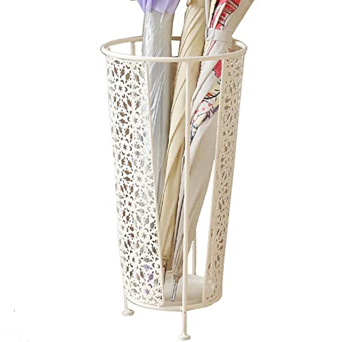 Porte parapluies Porte-parapluie rond en métal blanc, Décoration de bureau à domicile avec porte-parapluie pour plateau d'égouttement pour patio extérieur d'entrée, rangement polyvalent Cover