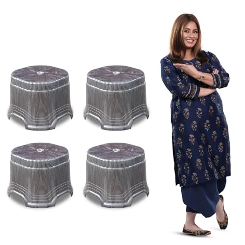 Image of MAHARAJA Neo Plastic Sitting Stool for Indoor Or Outdoor | Kitchen & Living Room (Silver, Pack of 4 (10 inch))