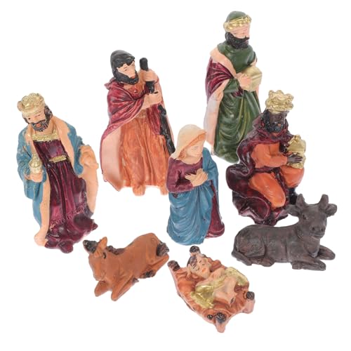 BCOATH Nativity Figurines Set 8 Pieces Resin Jesus Birth Christmas Nativity Decoration Indoor Christmas Village Ornaments