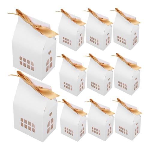 LALAFINA 12個ホワイト ホーム型紙製キャンディボックス 軽量持ち運び便利 パーティー結婚式クリスマス用 収納兼用装飾ケース