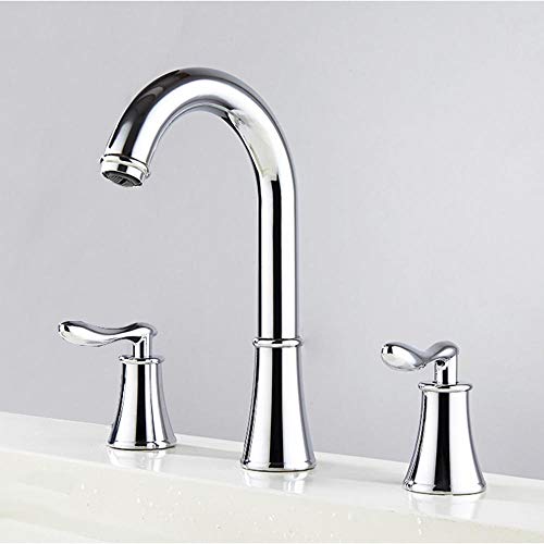 Robinet lavabo 3 trous laiton fini contre le calcaire eau chaude froide
