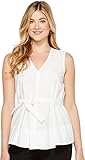 ELLEN TRACY Women's Georgette Tie Waist Top, Clip GGT/E Wht, S