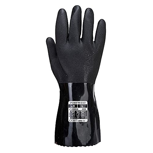 Portwest A882 ESD PVC Chemical Gauntlet Black, Medium - Image 2