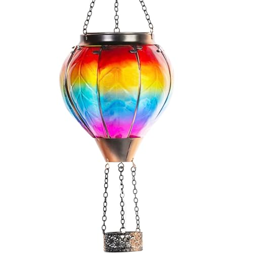 Linterna solar de globo aerostático con efecto de llama simulada, impermeable, luz colgante de llama parpadeante para decoración de jardín y patio