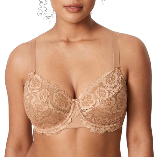 Image of DELIMIRA Women's Plus Size Full Coverage Lace Underwire Unlined Bra Up to J