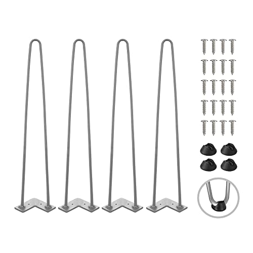 Best Deal Heavy Duty Hairpin Furniture Leg - TEN49 Industrial 28 Inch Extra 1/2" Dia Metal Legs with Raw Steel Color - Mid-Century Modern Hair Pin Leg for Bar, Dining, Entryway, Console Desk/Tablelegs