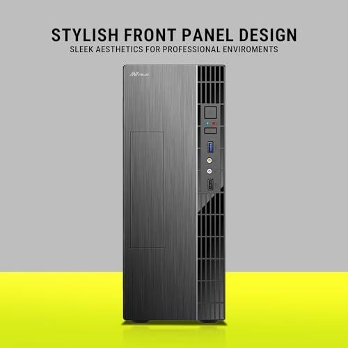 Image of Ant Value VM7P Slim Computer Case /Office Cabinet - Black | Support Micro ATX, ITX | Built-in 2X USB Ports, Pre-Installed Power Supply & 120mm Side Fan