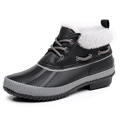 GAWBAW Womens Waterproof Winter Snow Boots - Warm Faux Fur Lined Lace up Duck Boots Ankle Rain Boots For Women - Main Image