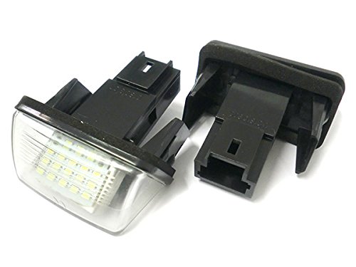 The Lord Of The Tools 2x LED Lampe Plaque Immatriculation Peugeot – SMD 18 LEDs Blanc 6000K Pour 206, 207, 308, 5008, C3, C4, Etc.
