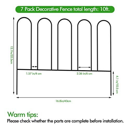 Garden Fence 7 Panels Small Garden Border 10Ft(L) Animal Barrier Fence Rustproof Metal Fence Panels No Dig Decorative Garden Fencing For Dogs Little Flower Bed Edging Borders For Yard Patio Outdoor #TOP1