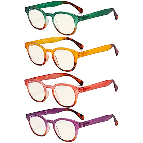 Image of Eyekepper 4 Pack Ladies Computer Glasses - Blue Light Filter Readers for Women Anti Glare Reading Glasses +0.50