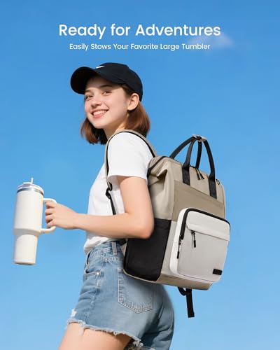 Image of LOVEVOOK Laptop Backpack for Women, 15.6 Inch Travel Backpack for Work College Business, Water Resistant Teacher Nurse Bag with Large Capacity, School Bookbag Bags Cute Daypack for Woman Girls