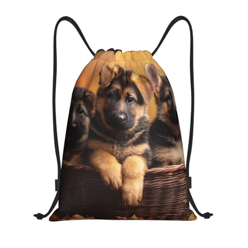 Drawstring Backpack Sports Gym Bags Draw String Bag for Women Men Little german shepherd dog Drawstring Bags Sackpack