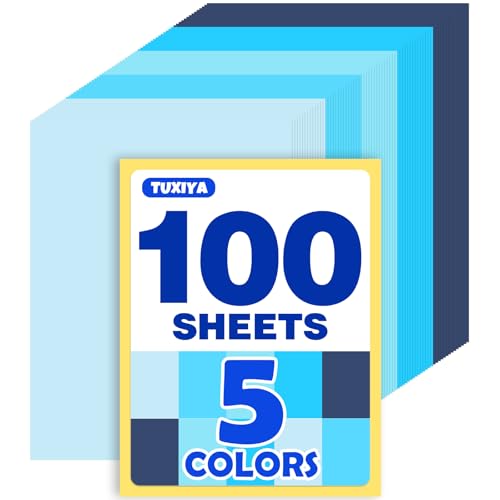 100 Sheets 8.5" x 11" Colored Cardstock, 5 Assorted Blue Shades of 180GSM/65LB Construction Paper, Blue Cardstock Printer Paper Card Making, DIY Crafts, School Supplies, Party Decorations by TUXIYA - Used condition - US$12.59
