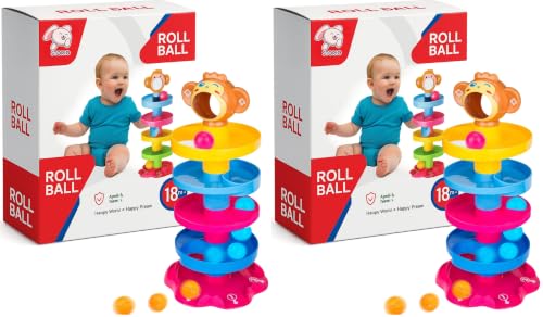 Image of Storio Cute Toys Monkeyball Drop Toy for Babies&Toddlers,Doll Heavy Plastic 5 Layer Tower Run with Swirling Ramps with 3 Rattle Balls,Best for Early Education&Development Toy Set for Kids(Multicolor)