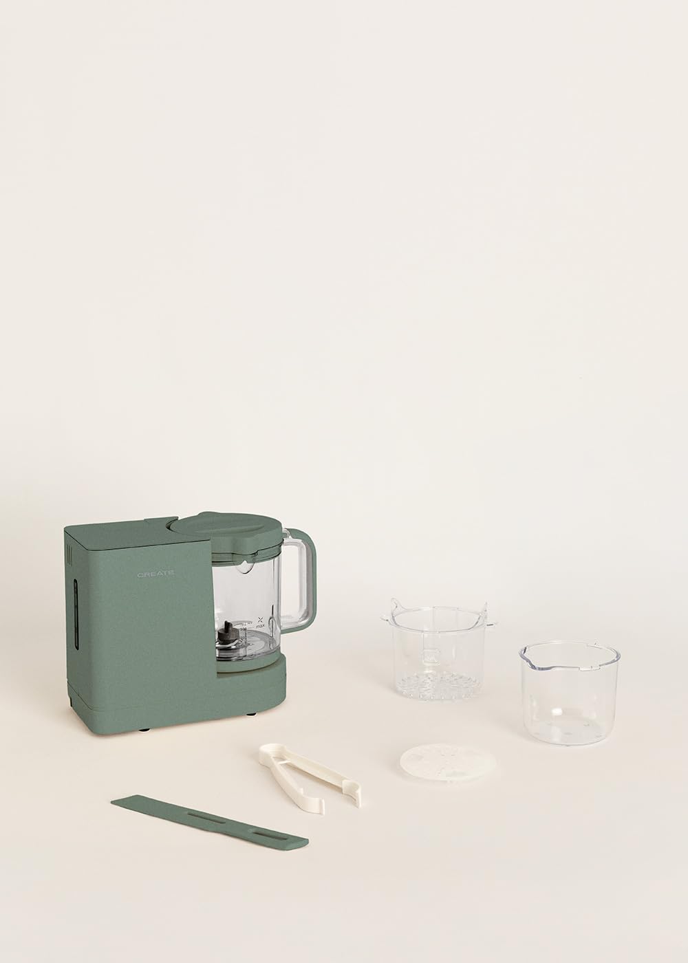 CREATE/BABY CHEFBOT/Multifunktionaler Sterilisator und Küchenroboter für Babys Salbeigrün/BPA-frei, 6 Funktionen, programmierbar, doppelte Höhe für Babyflaschen, 700W