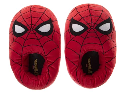 Josmo The Amazing Spiderman Slippers for Boys - Kids Indoor House Shoes Cozy Plushy Thick Slippers - Spidey Red (Sizes: 4-5 Big Kid)