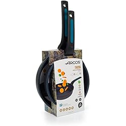 Sartenes Y Cacerolas Arcos Arcos Serie Thera | Lote de Sartenes 20 y 24 cm | Aluminio Fundido | Apta cualquier cocina | Asas Silicona | Sistema ahorro energético | Apta lavavajillas | Color Negro y Azul