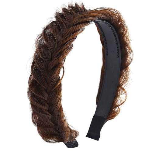 Ladies Headbands Wide Synthetic Hair Head Band Braided Headband Light Brown Plaited Hairbands 65707