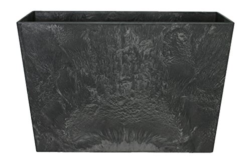 Preisvergleich Produktbild Artstone Pflanzgefäß Pflanzkübel Ella, frostbeständig und leichtgewichtig, Schwarz, 60x26x40cm