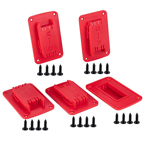 5 Packs Tool Holder for Milwaukee M18 Tools, Fit for Dewalt 20V Drill Mount Holder with Screws Red