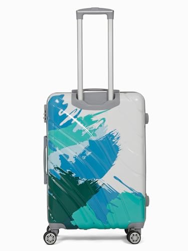 Image of Teakwood World Small 65 cm Check in Size Trolley Bag Polycarbonate 360 Degree 8 Wheels Luggage Bag with TSA Lock, Adjustable Handle Trolley Bags for Travel, Suitcase for Travel | Wave Green