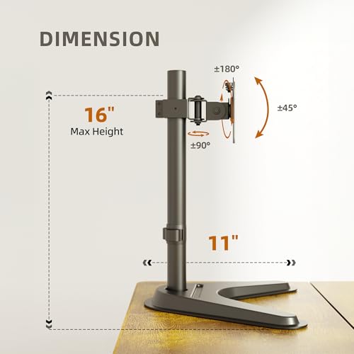 Image of Claiks Monitor Mount, Ergonomic Adjustable Monitor Stand for Max 32 inch Screens, Adjustable Stand up to 20 lbs, VESA Mounting Holes 75&100mm, Black