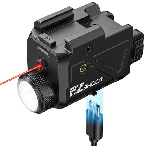 EZshoot 800 Lumens Laser Light Combo for Pistol Rechargeable, Pistol Flashlight with Slidable Rail
