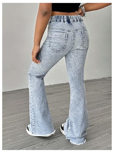GORGLITTER Girl's Ripped Jeans Distressed High Waist Bell Bottom Denim Pants with Pockets2