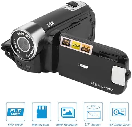 Digital Camcorder, DH-90 16X Digital Zoom 2.7 Inch Colourful Display Screen, High Definition Camera Image Video Shooting Camcorder US Plug 110-240V